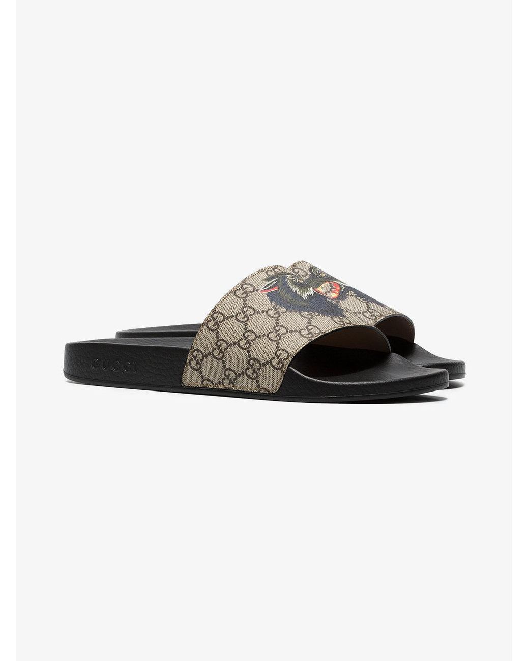Gucci Gg Supreme Slides With Wolf for Men | Lyst