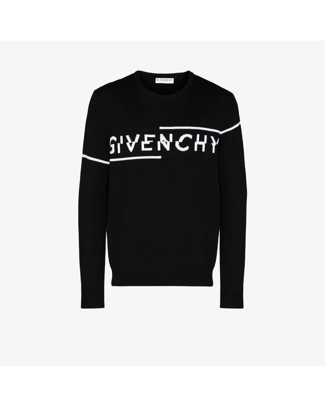 Givenchy Split Logo Wool Sweater in Black for Men - Lyst