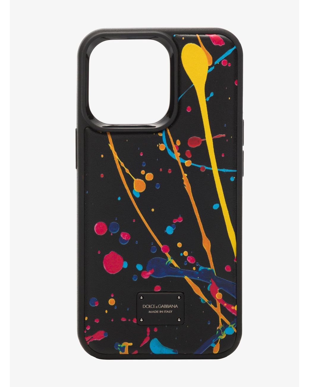 Dolce & Gabbana Black Painted Leather Iphone 13 Pro Case for Men