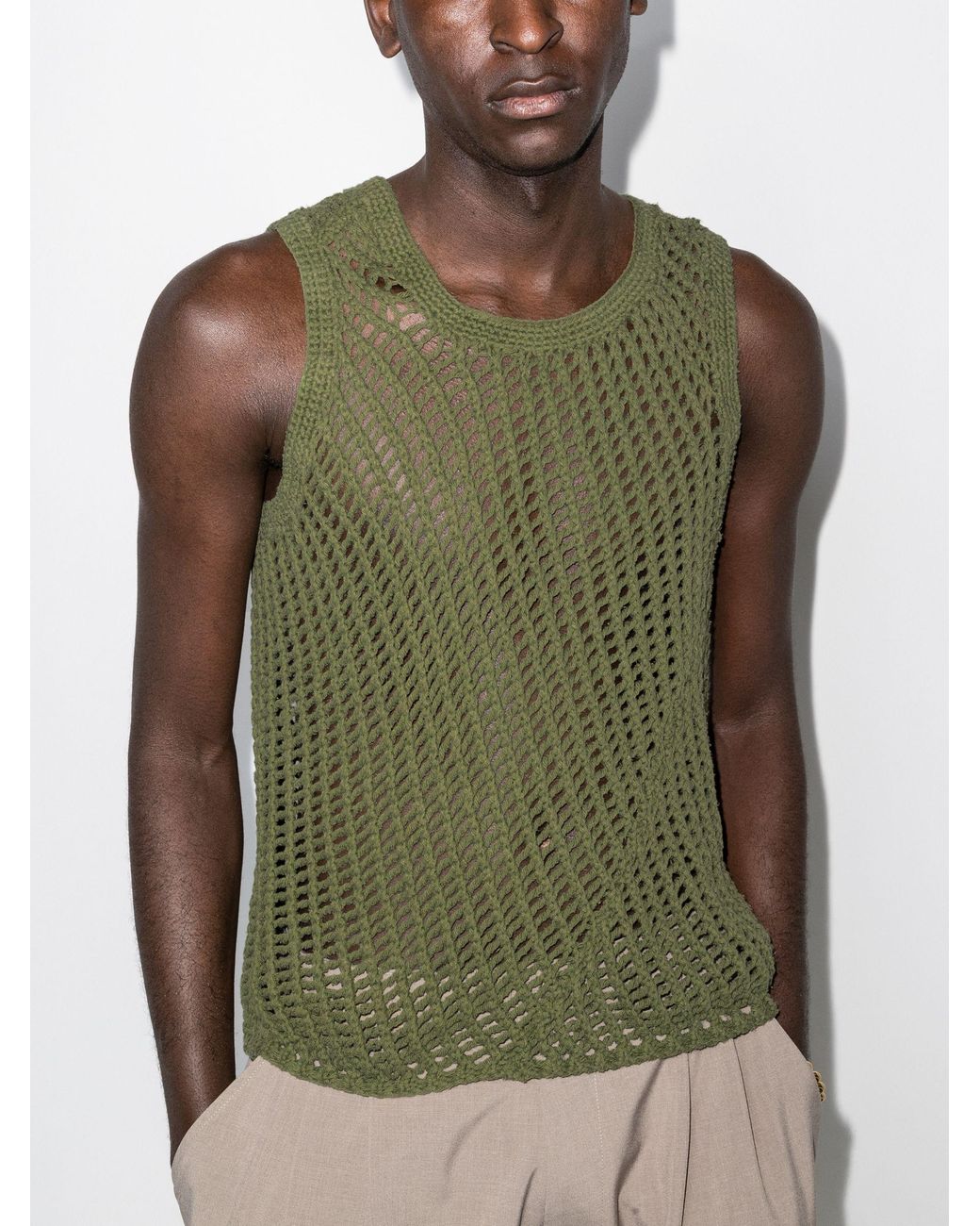 Nicholas Daley Knitted String Vest Top in Green for Men | Lyst UK