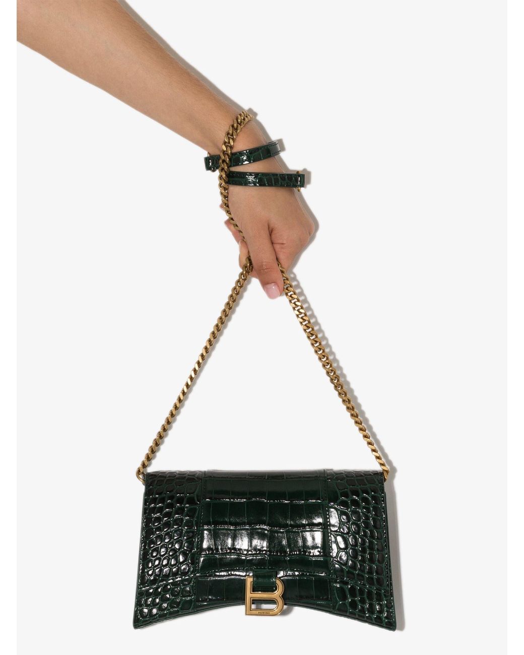 Balenciaga Hourglass crocodile-embossed Shoulder Bag - Farfetch