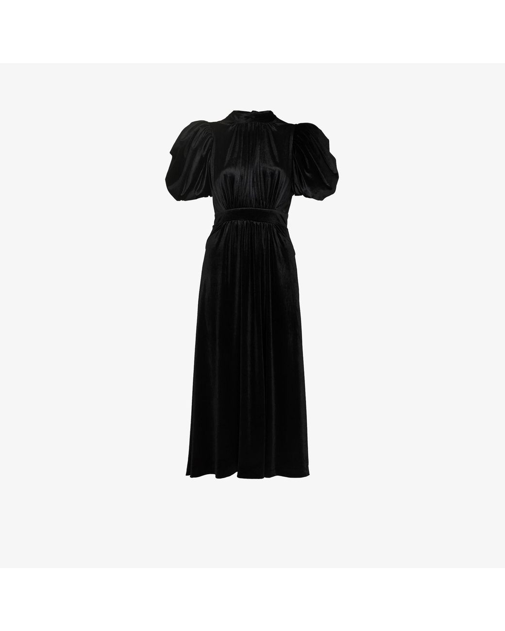 ROTATE BIRGER CHRISTENSEN Noon Puff Sleeve Velvet Midi Dress in Black ...