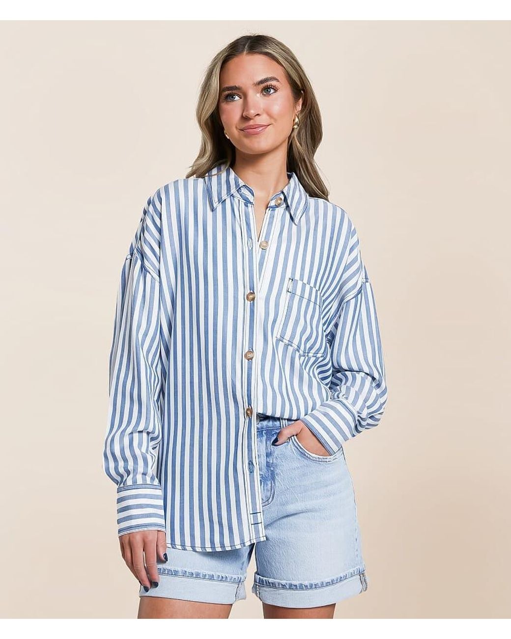 Blu Pepper Striped Shirt in Blue | Lyst