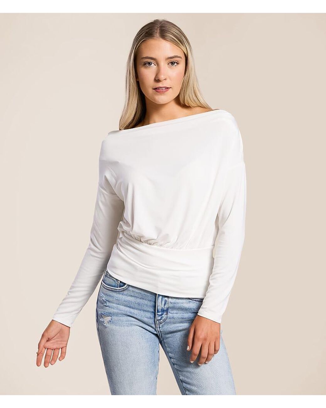 Willow & Root White Boatneck Dolman Top