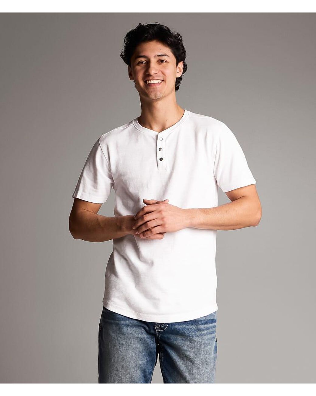 BKE Gray Snap Henley for men