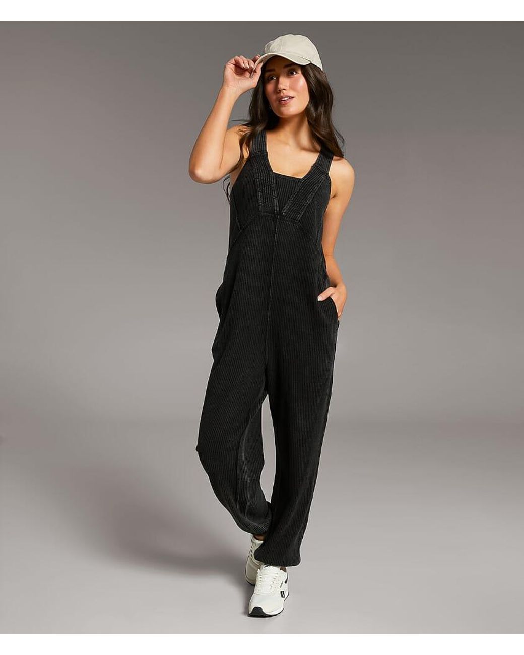 BKE Black Washed Jumpsuit