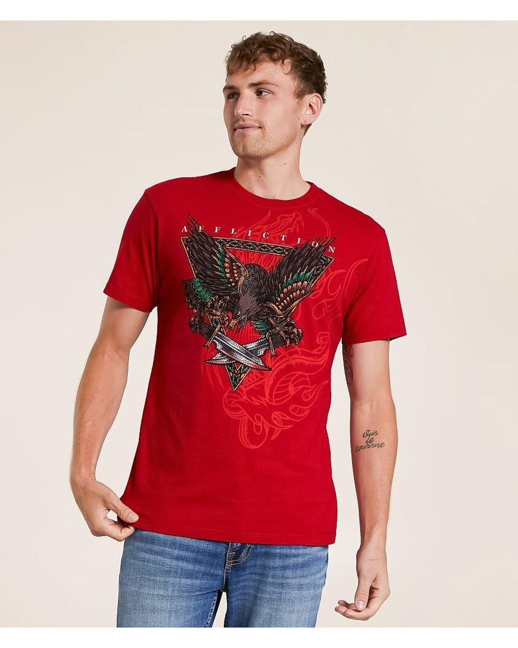 Affliction Red Last Dagger T-Shirt for men