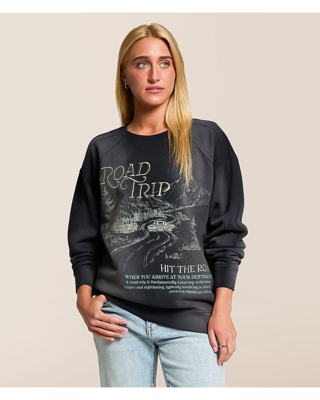 Modish Rebel Gray Road Trip Oversized Pullover