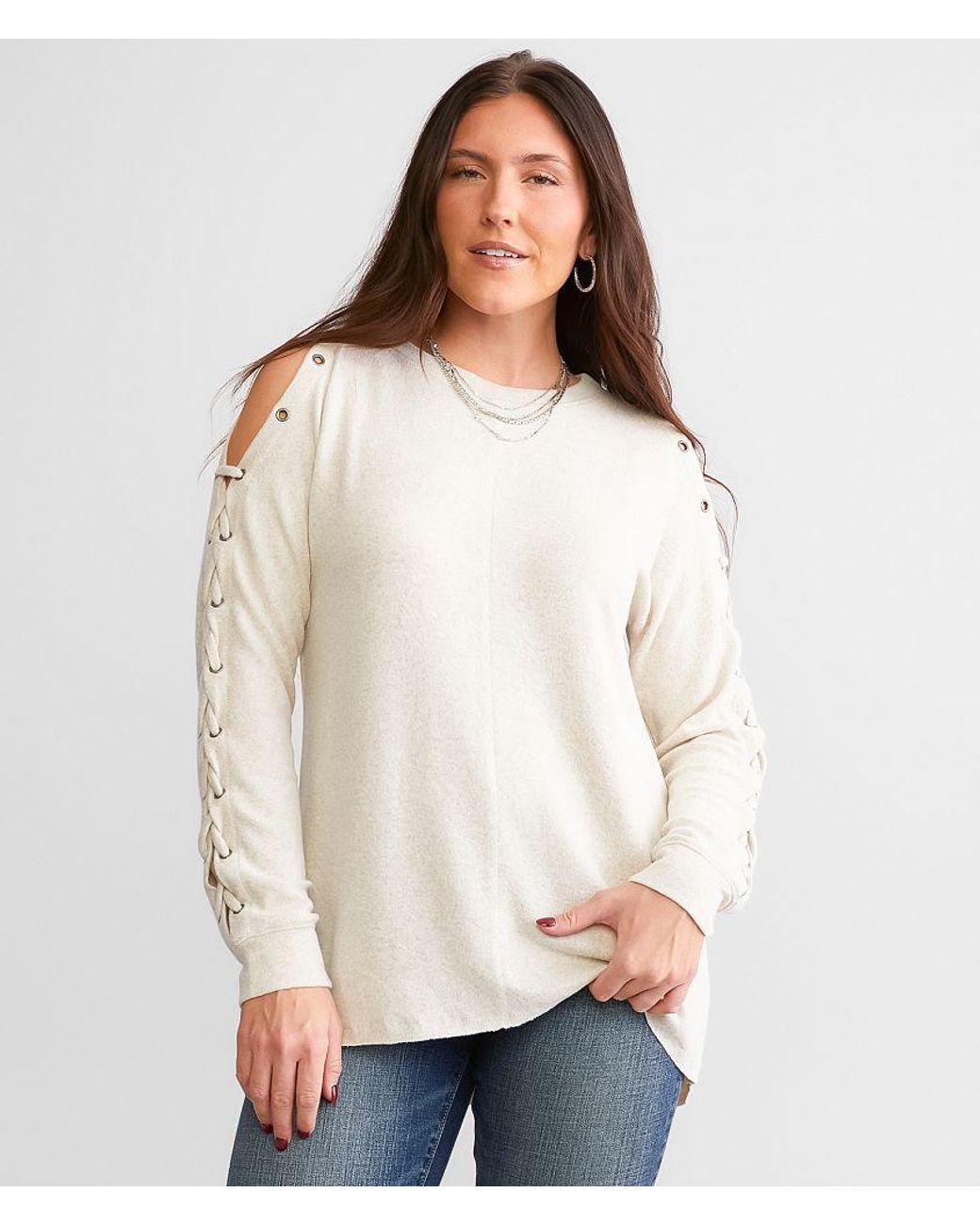 BKE White Brushed Top