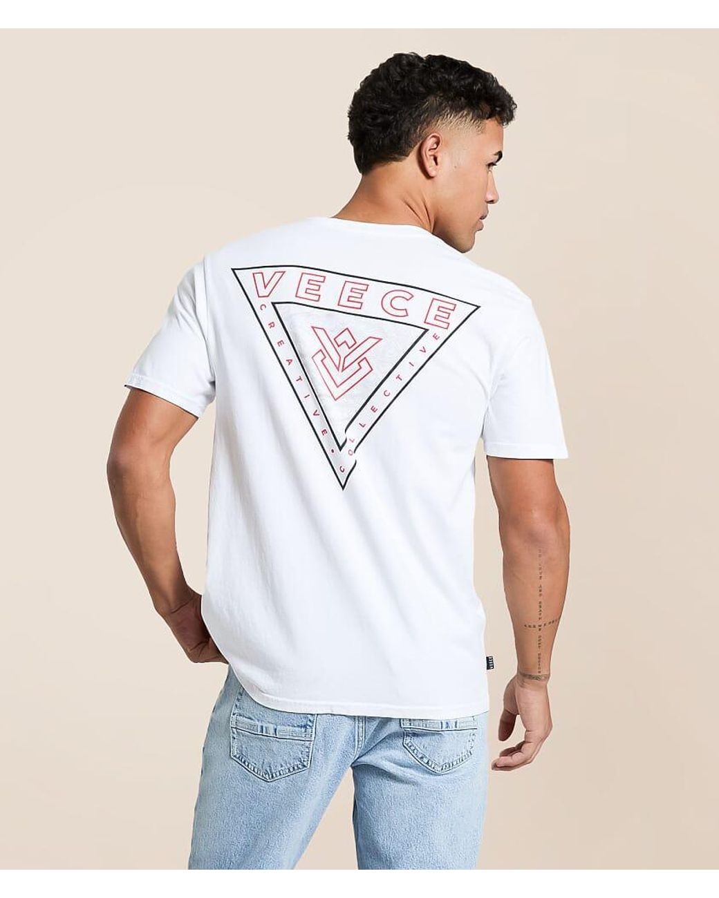 Veece White Pierced Down T-Shirt for men