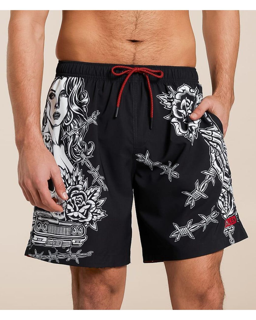 Sullen Black Main Stretch Swim Trunks for men