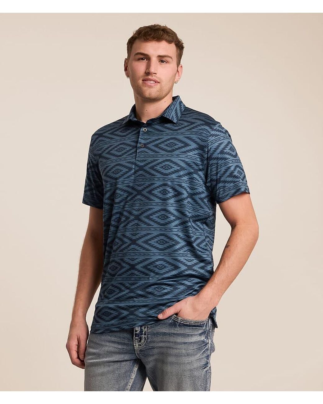 Ariat Blue Banner Performance Fitted Tek Polo for men