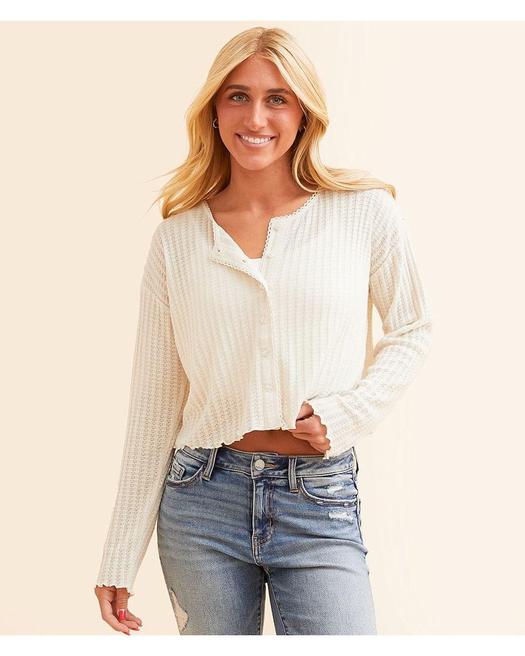 FITZ + EDDI Blue Pointelle Cropped Top