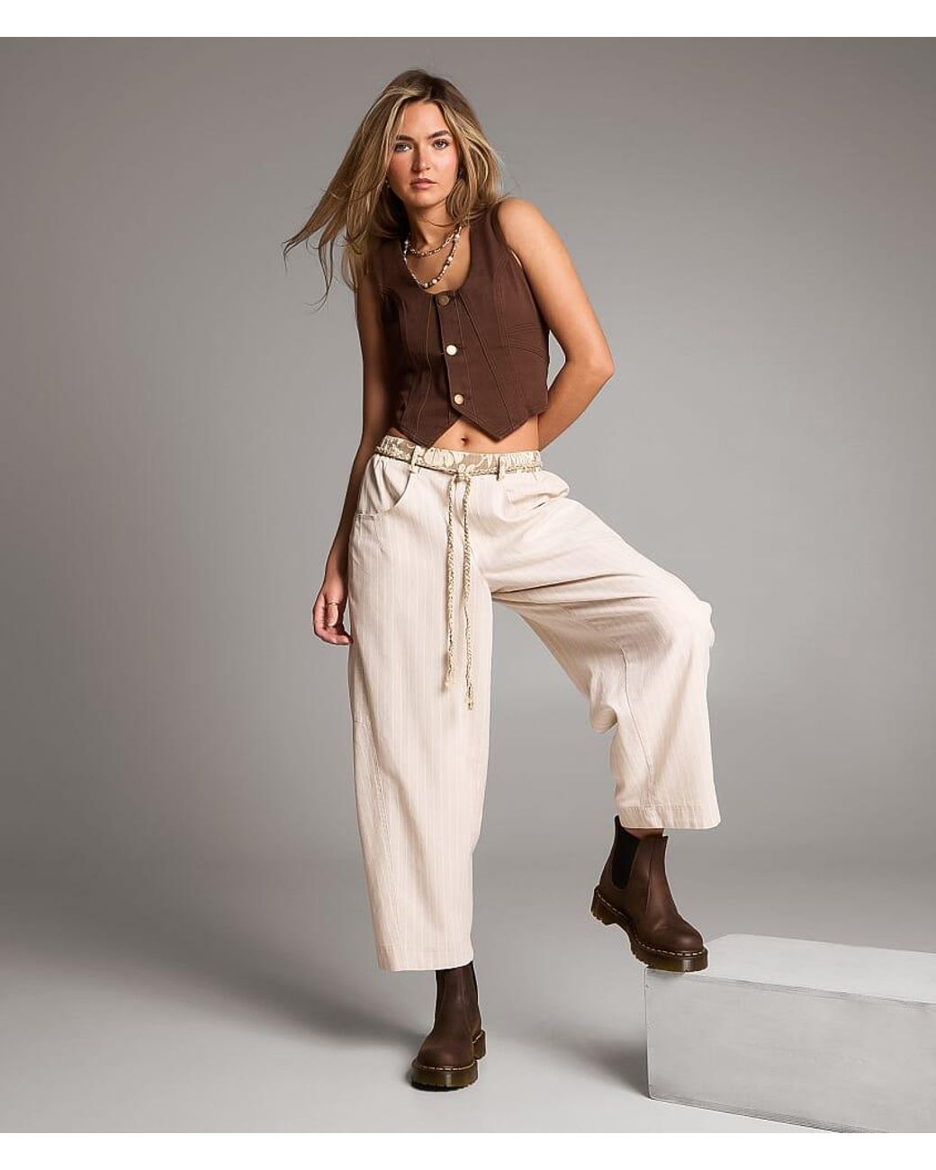 BKE Natural Striped Barrel Pant