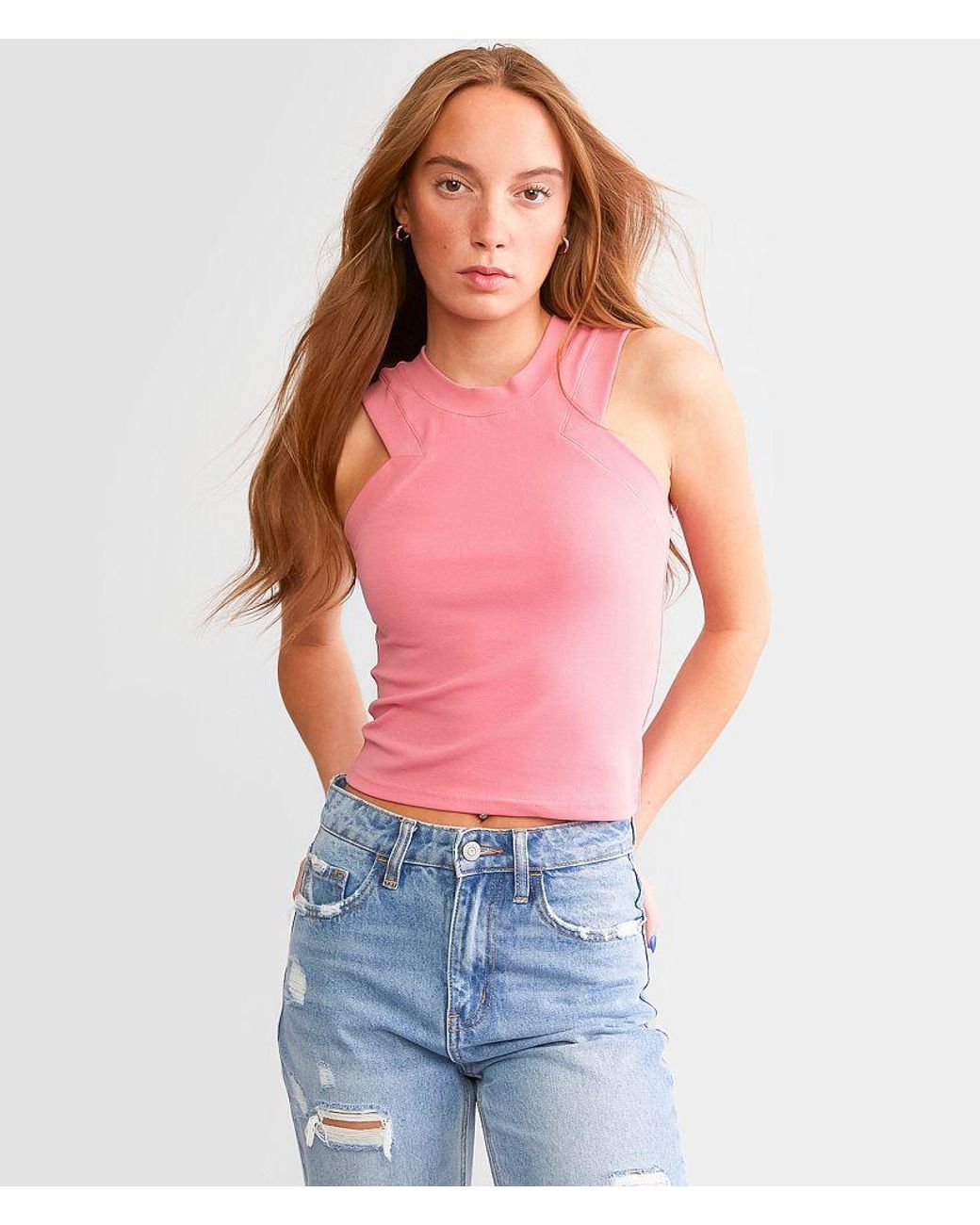 FITZ + EDDI Red High Neck Tank Top