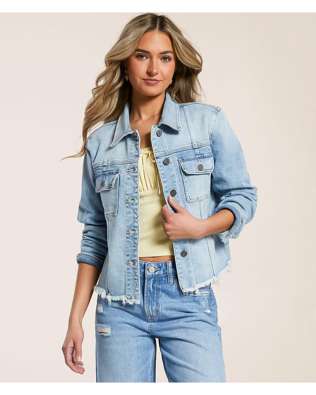Hidden Jeans Blue Washed Denim Stretch Jacket