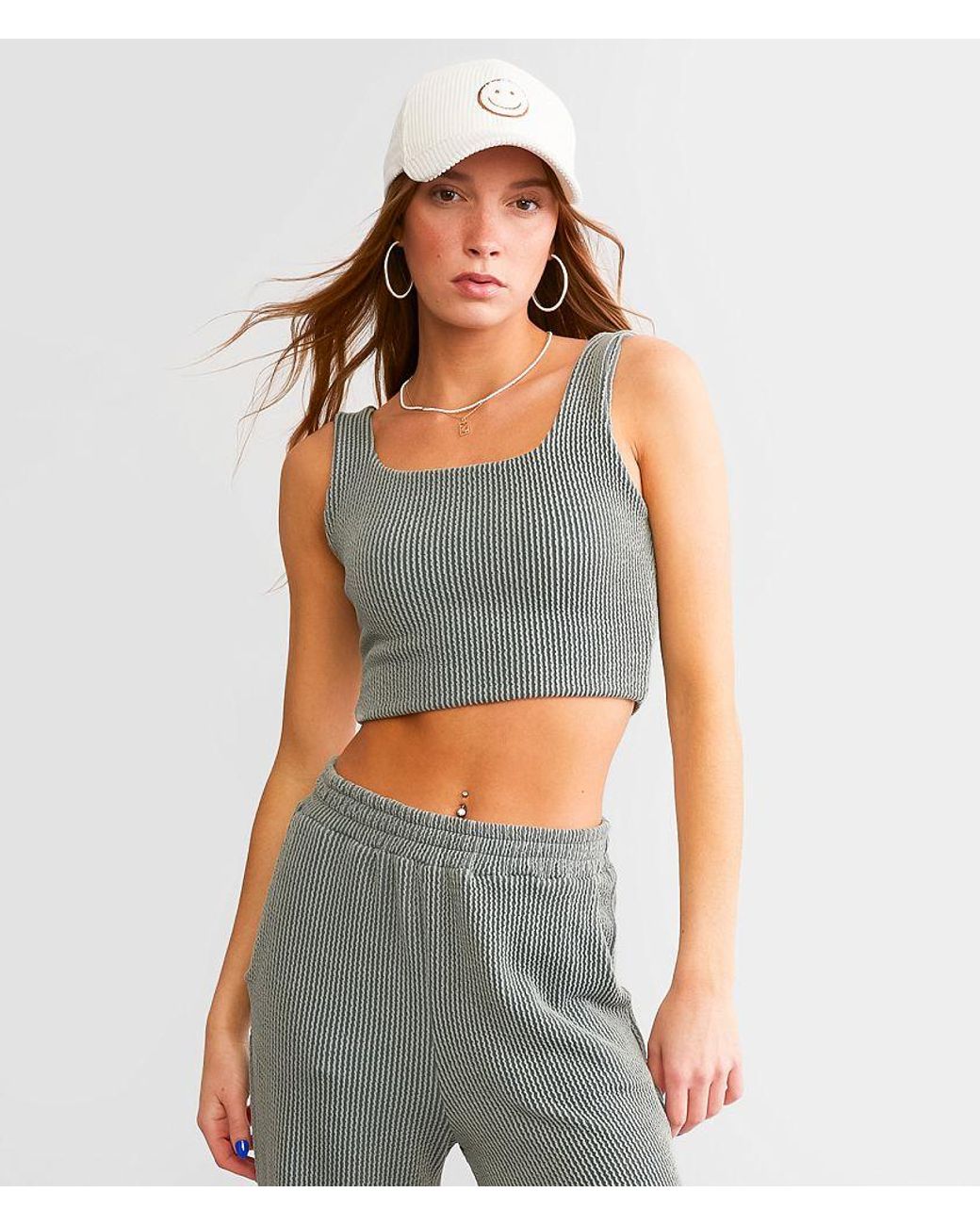 Willow & Root Rib Knit Cropped Tank Top in Blue | Lyst