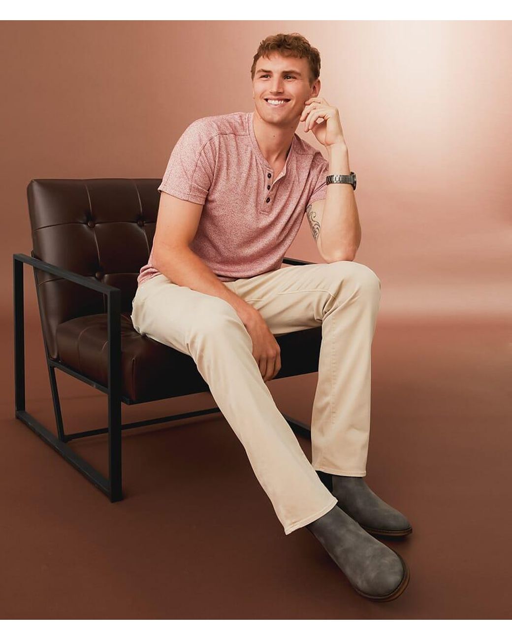 Outpost Makers Brown Straight Stretch Pant for men