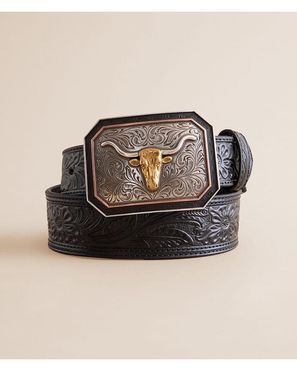 Ariat Black Embossed Leather Belt for men