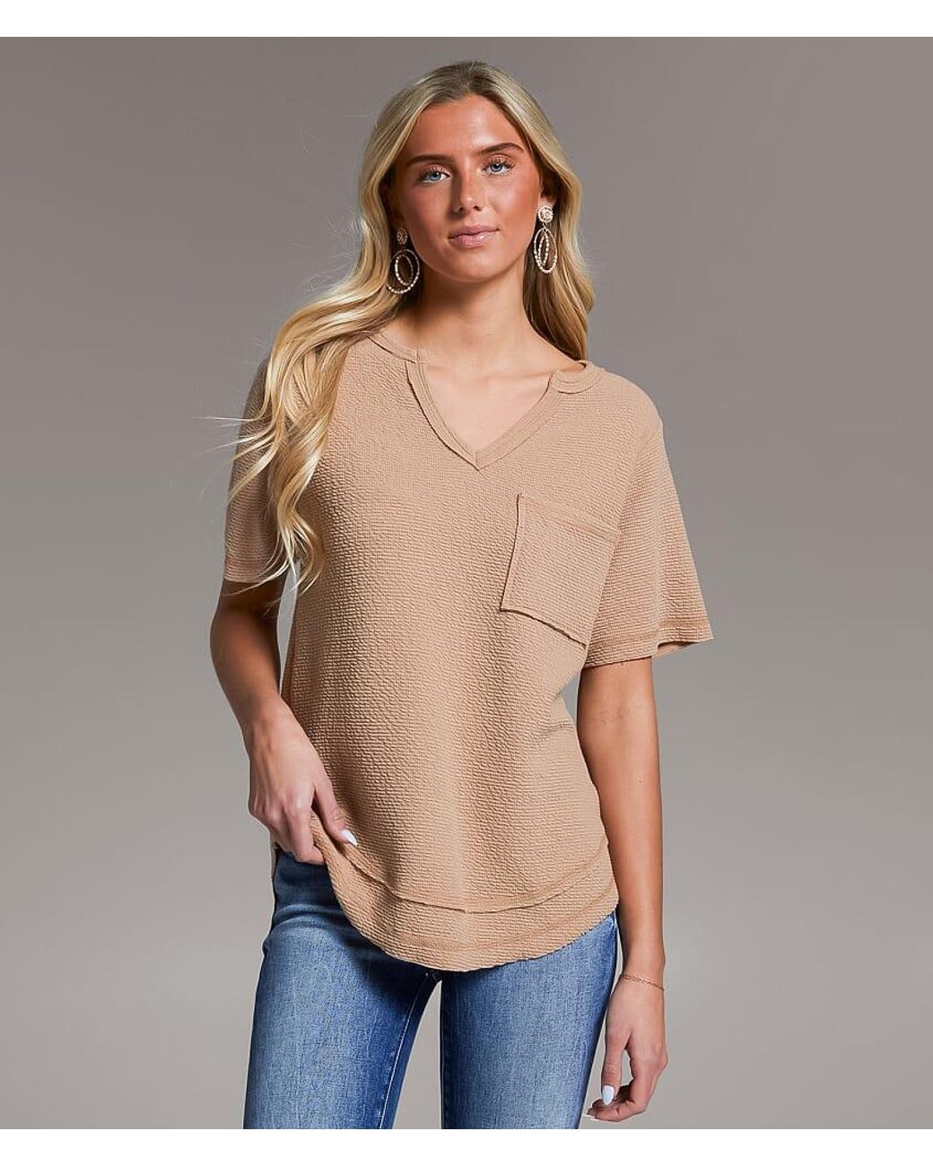 BKE Blue Textured Top