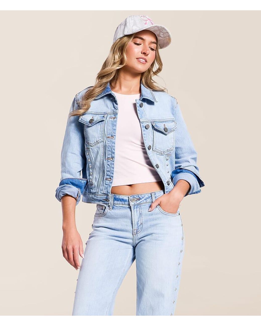 Hidden Jeans Blue Studded Denim Stretch Jacket