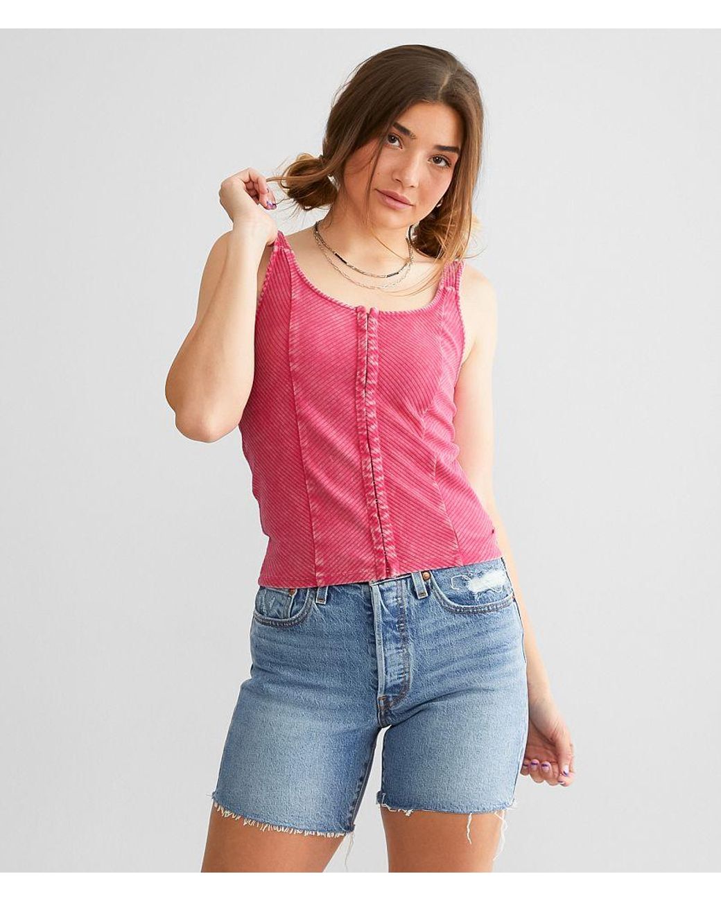 Gilded Intent Red Hidden Hook & Eye Tank Top