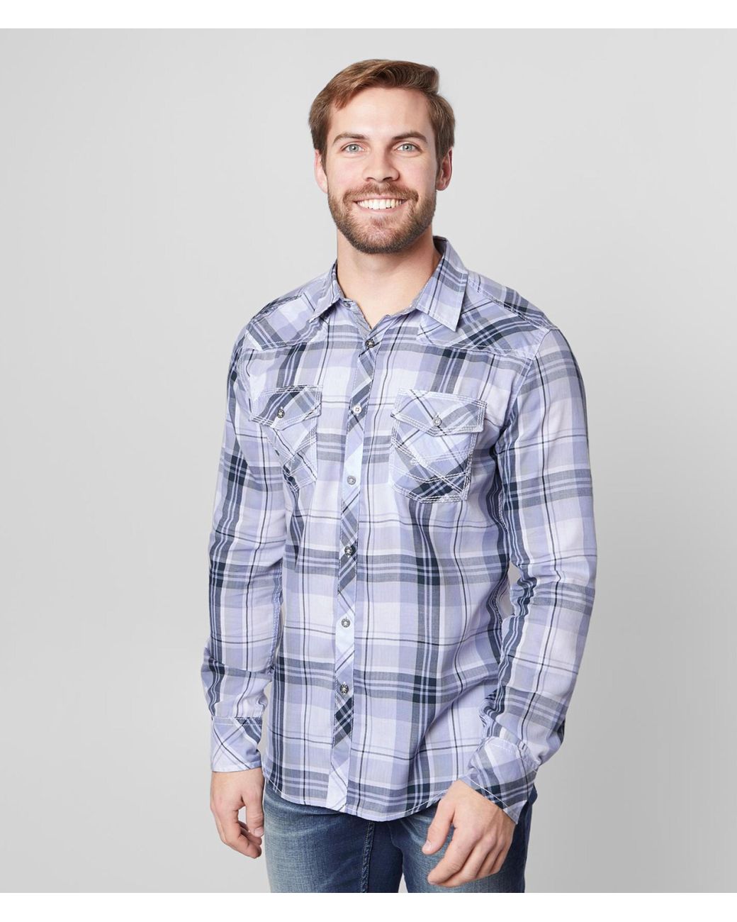 BKE Cotton Plaid Athletic Shirt in Purple for Men - Lyst