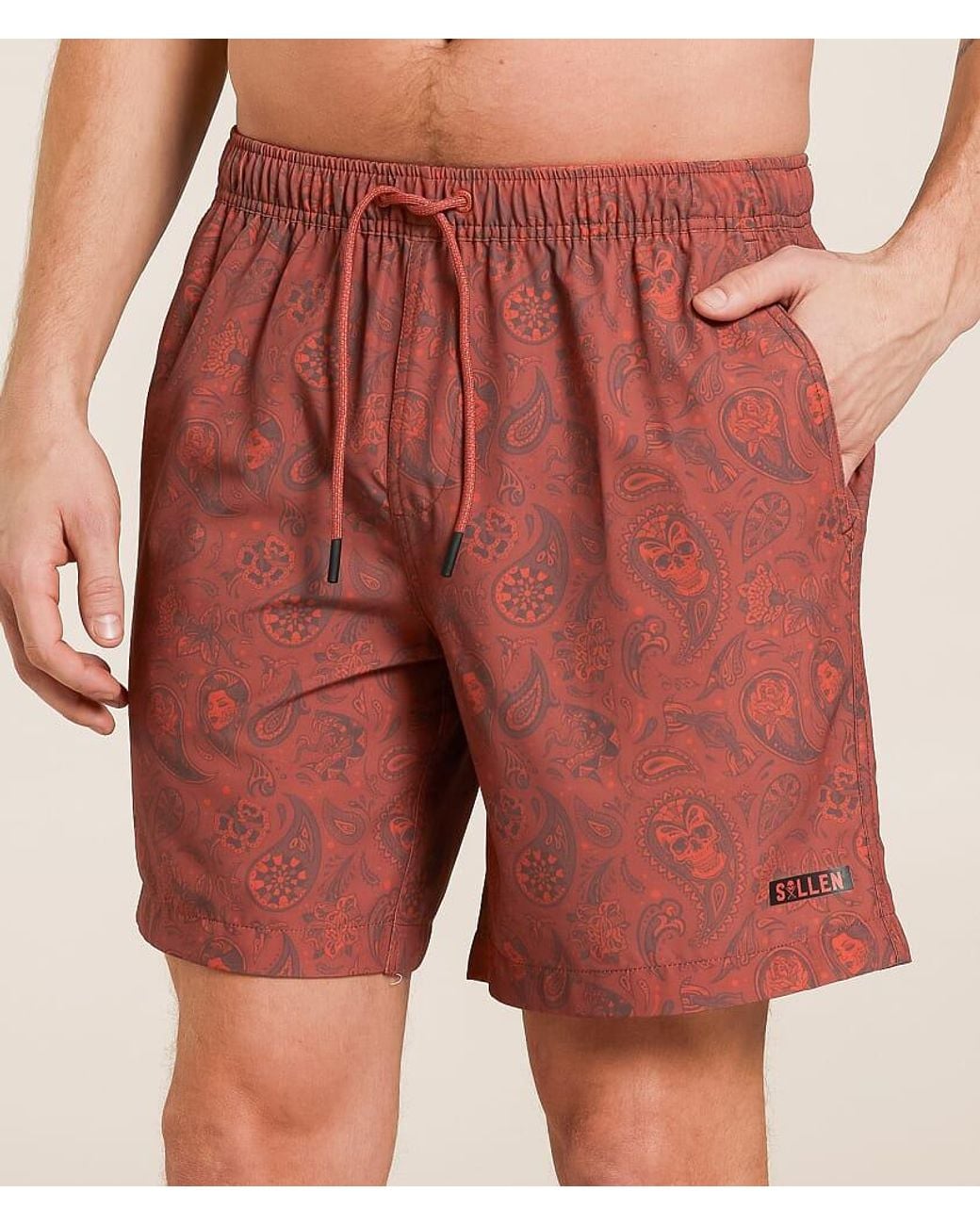 Sullen Red Mexicali Stretch Swim Trunks for men