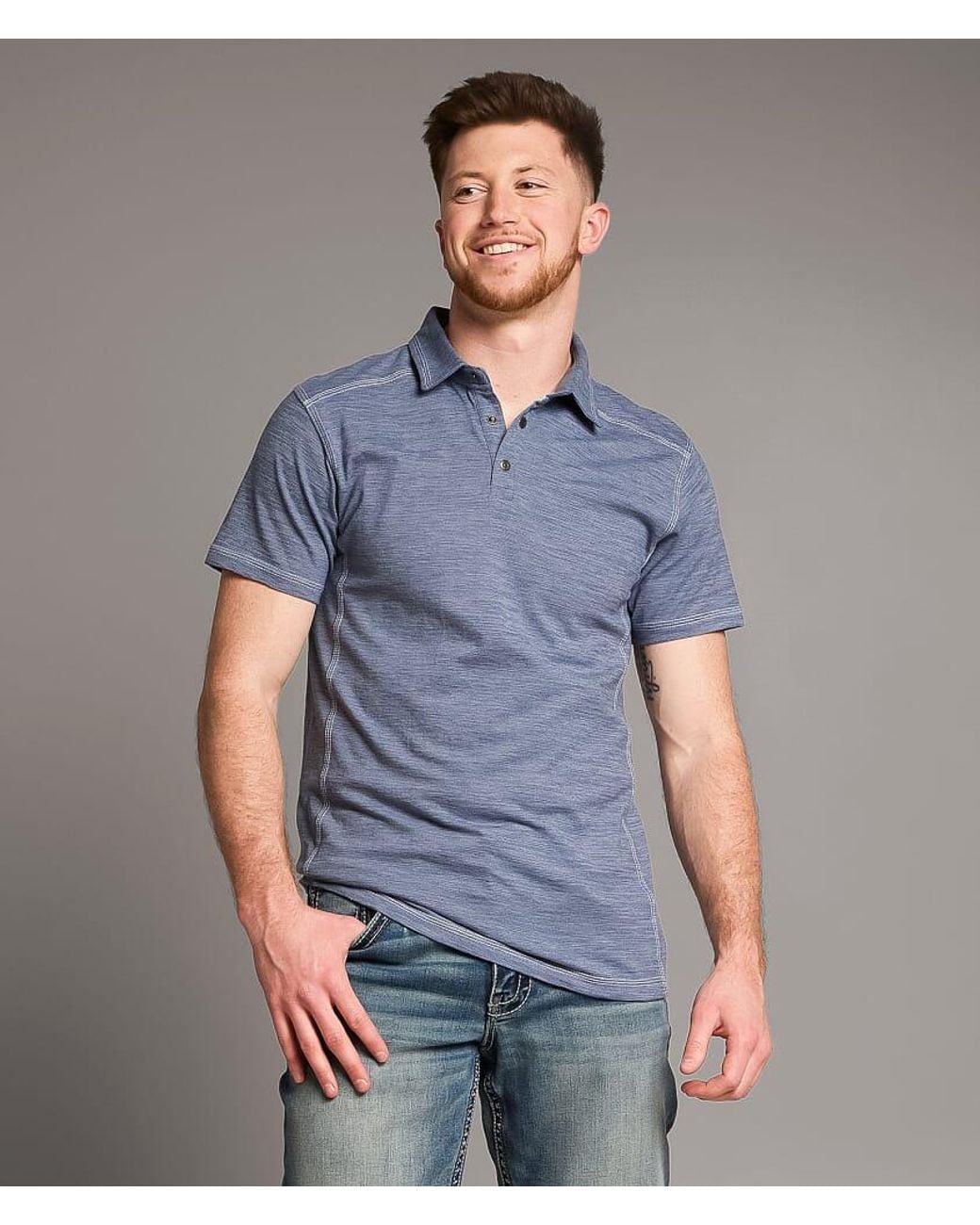 BKE Gray Marled Polo for men