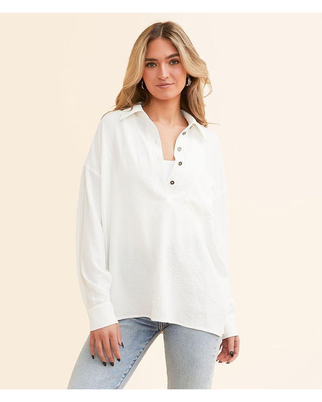 Daytrip White Collared Henley