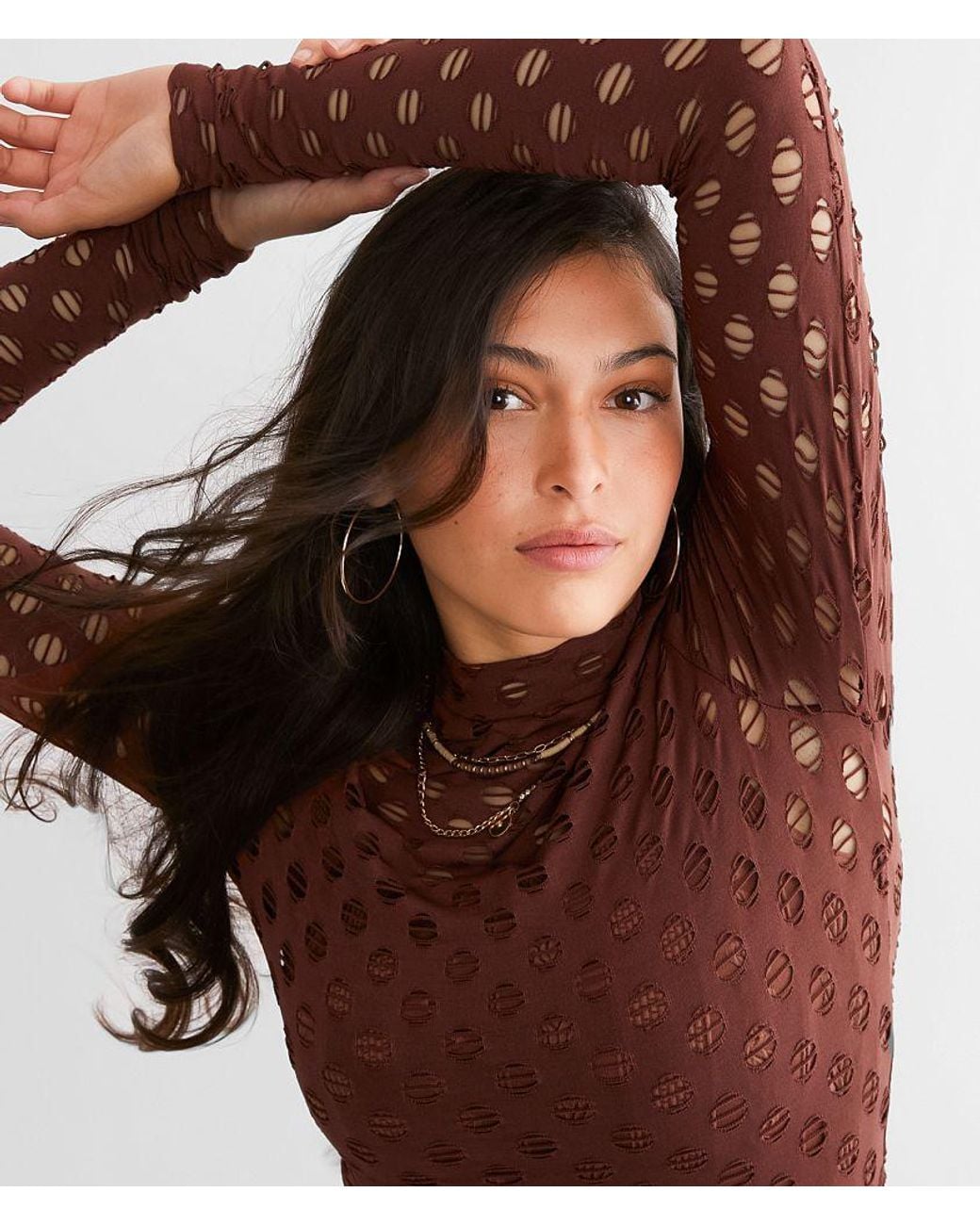 Gilded Intent Brown Cut-Out Top