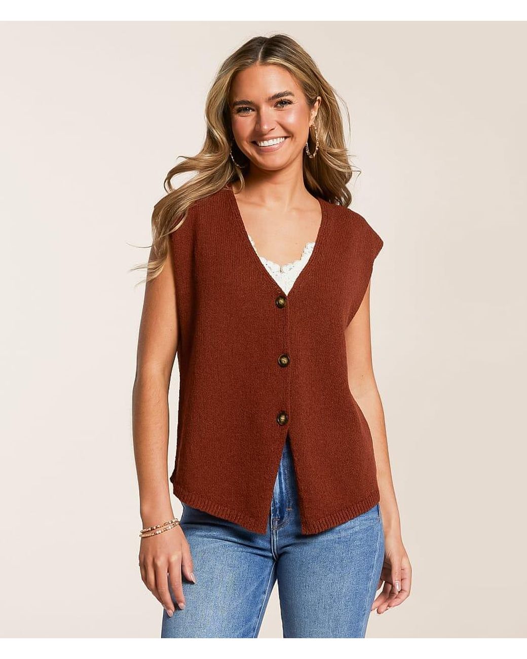 Willow & Root Red Oversized Sweater Vest