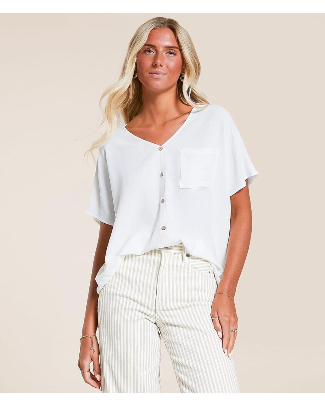 Daytrip White Textured Dolman Blouse