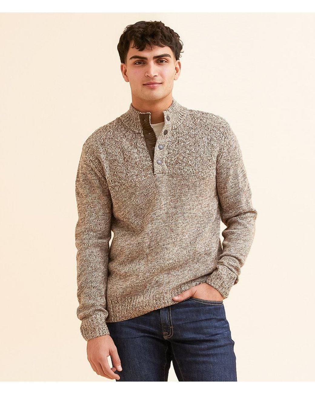 Outpost Makers Natural Quarter Snap Sweater for men