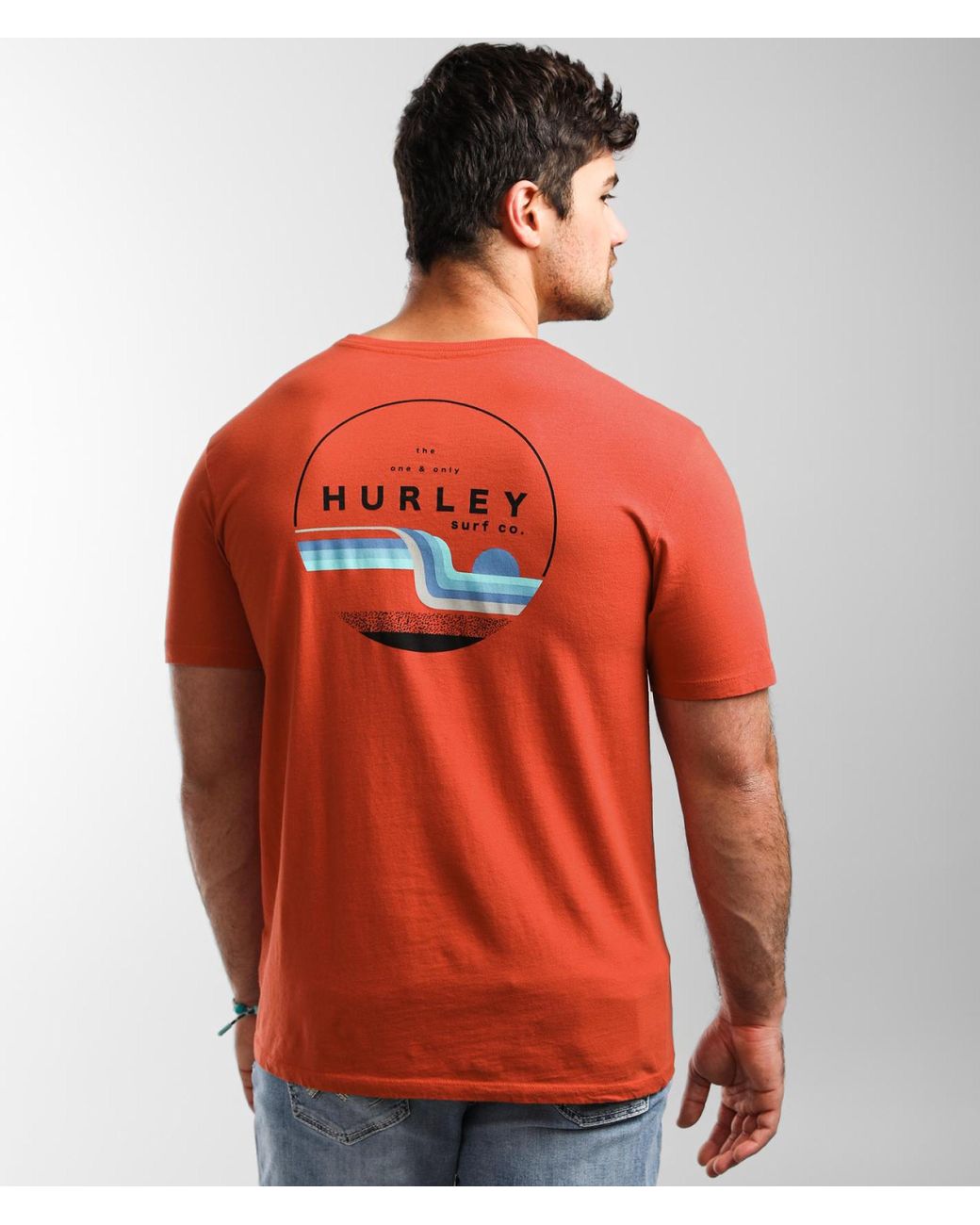 orange hurley shirt