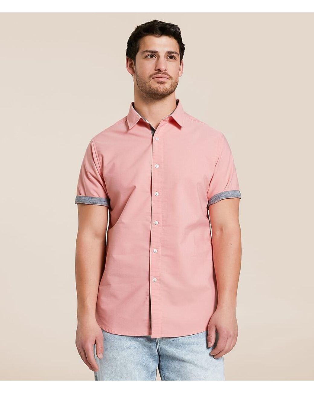 Departwest Pink Standard Solid Shirt for men