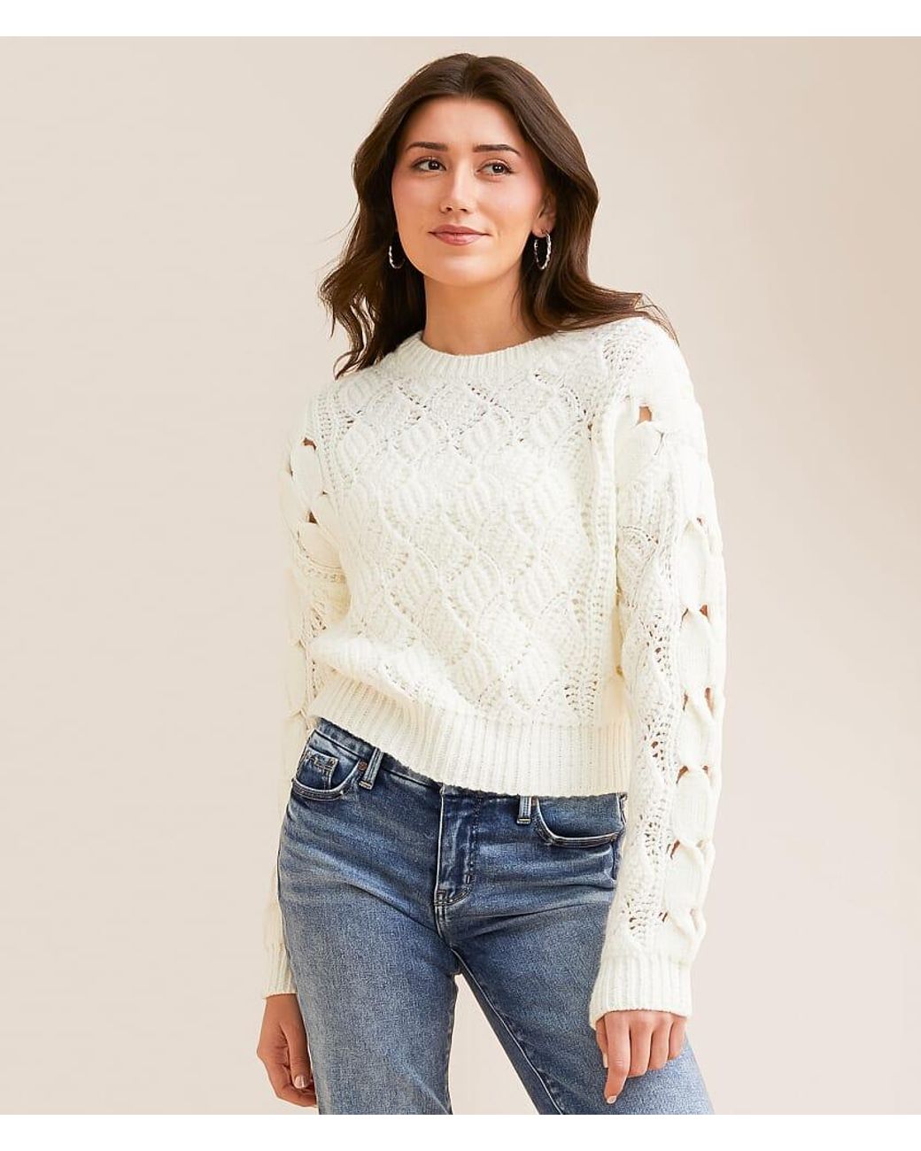 Willow & Root White Plush Cropped Sweater