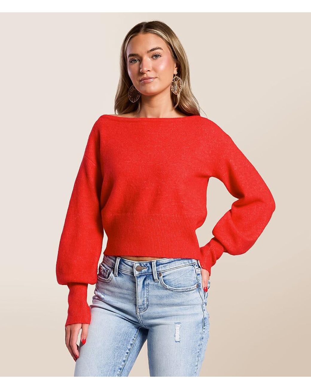 Willow & Root Red Boatneck Sweater