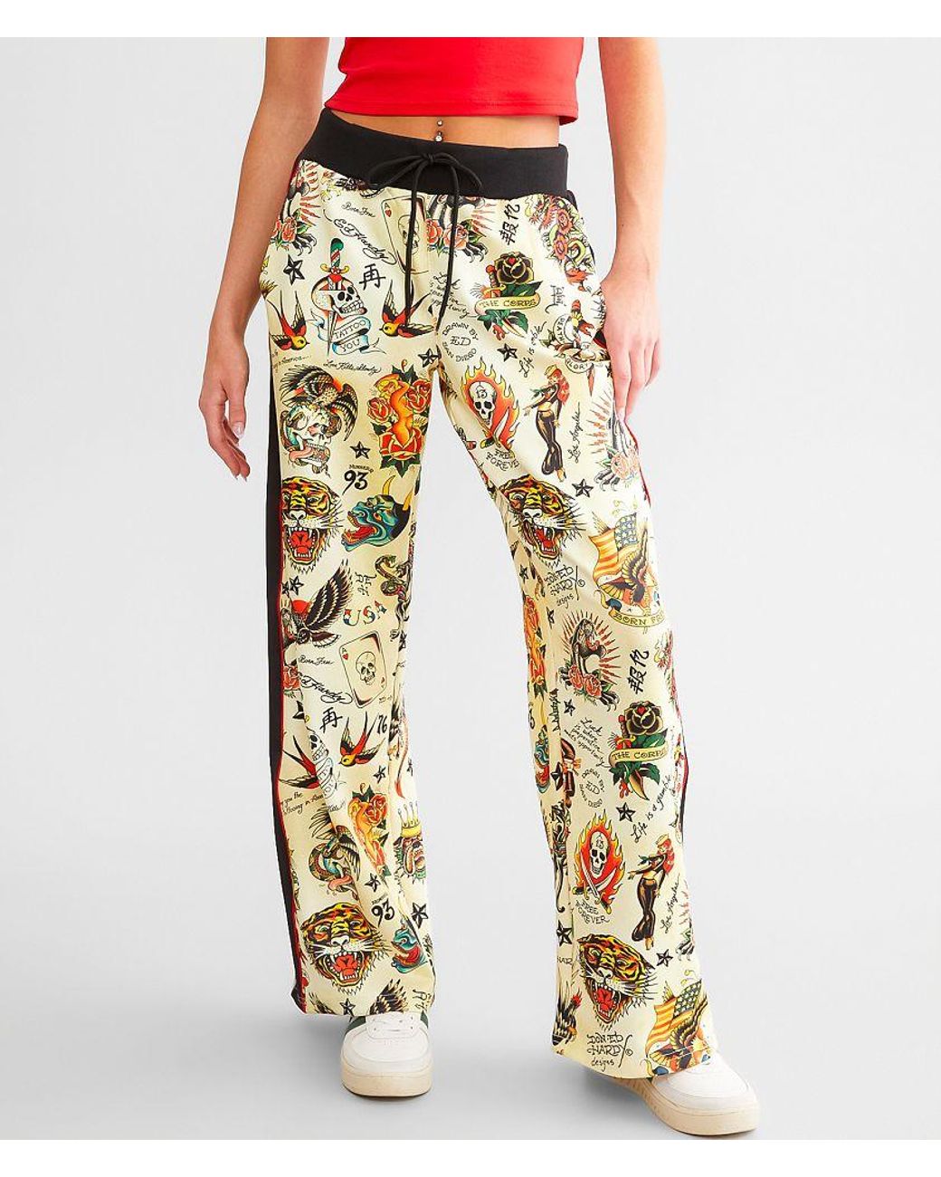 Ed Hardy Y2K Track Pant in Yellow Lyst