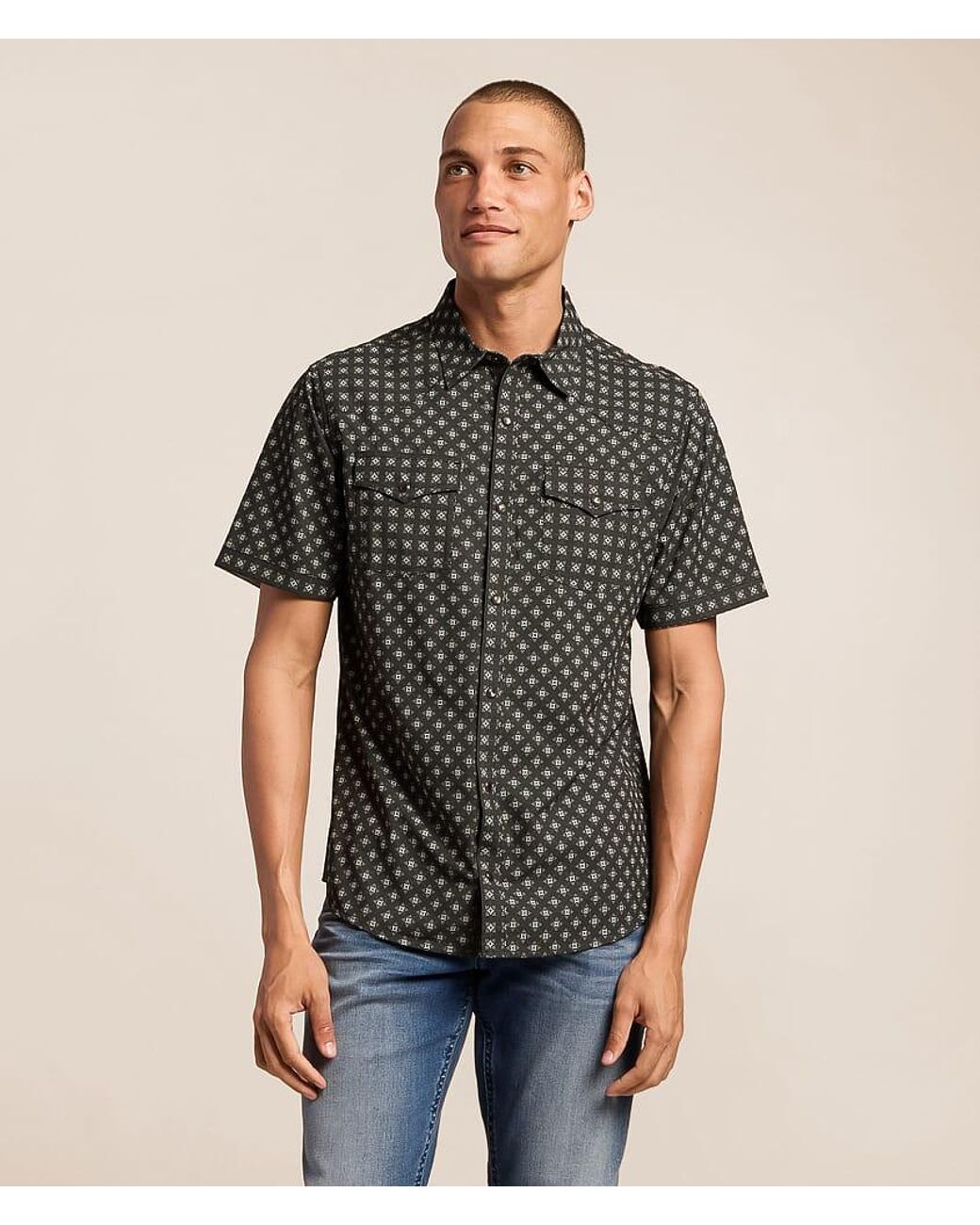 Gentry County Black Athletic Performance Stretch Shirt for men