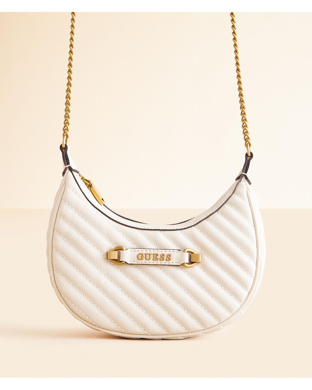 Guess Sela Mini Hobo Purse in Natural Lyst