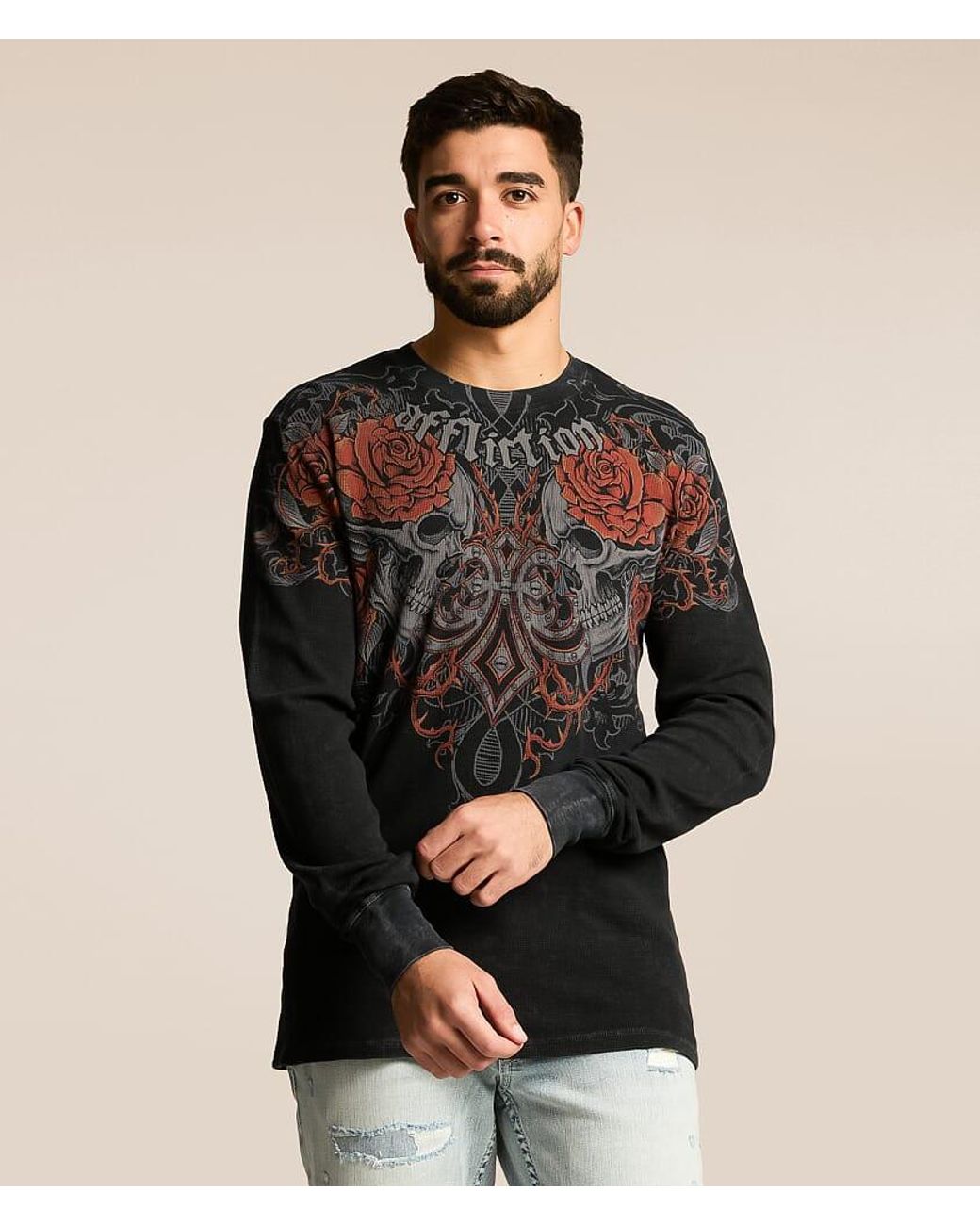 Affliction Black Crimson Temple Thermal for men