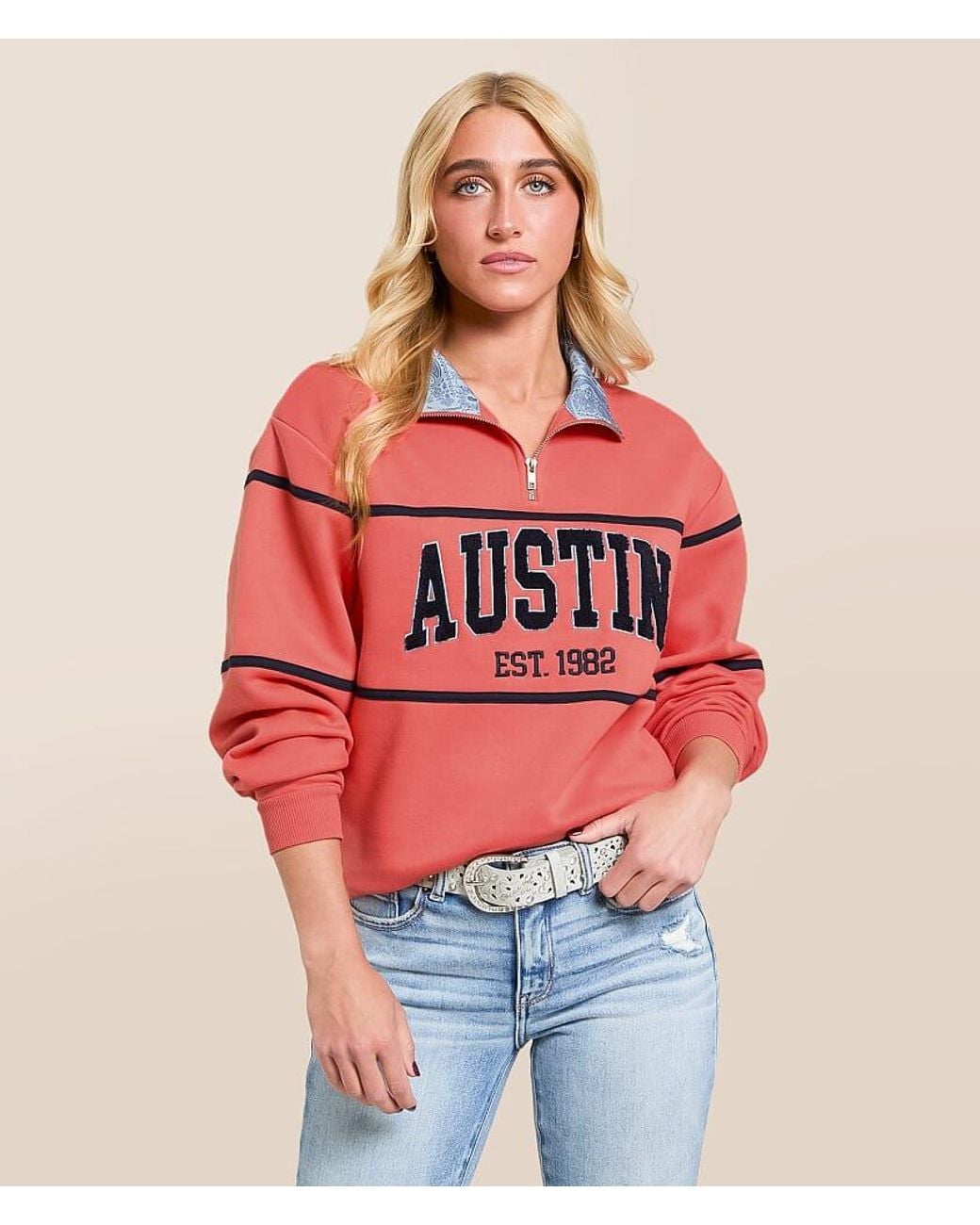 Modish Rebel Red Austin Quarter Zip Pullover