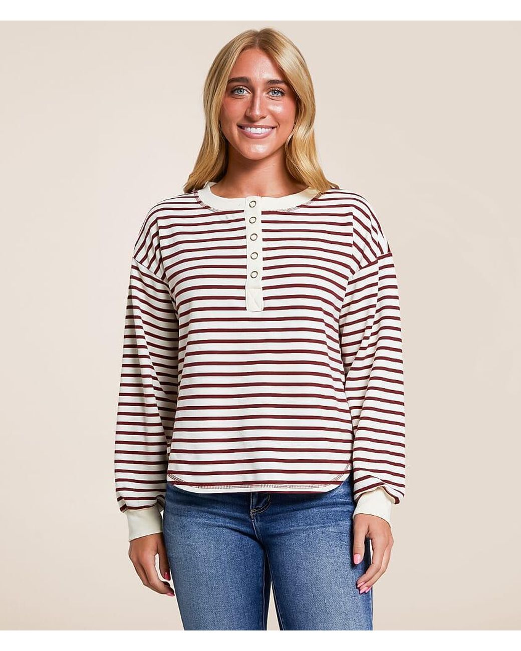 Blu Pepper Red Striped Henley