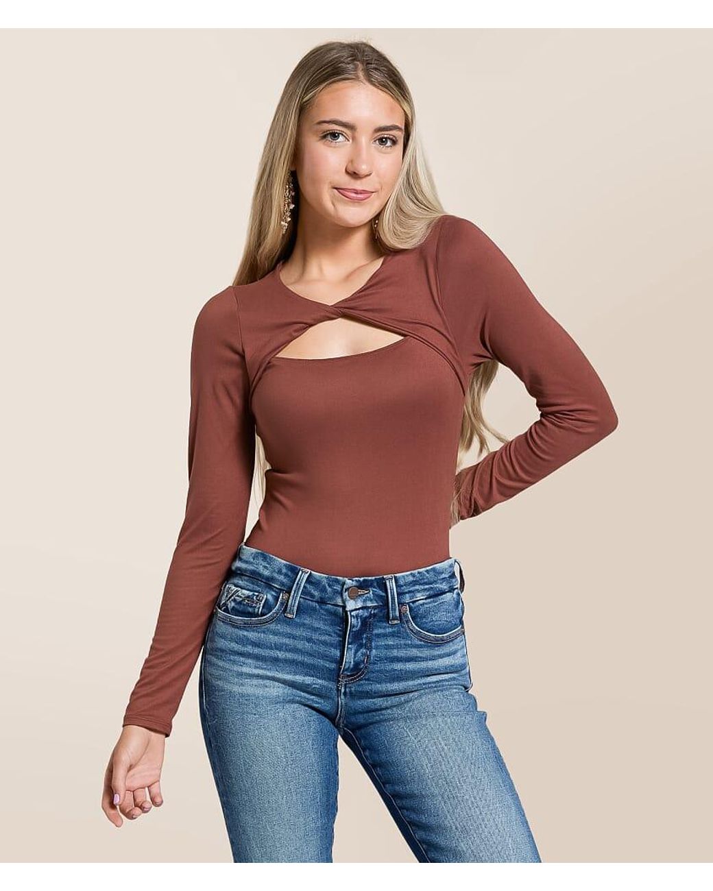 Willow & Root Blue Twisted Keyhole Top
