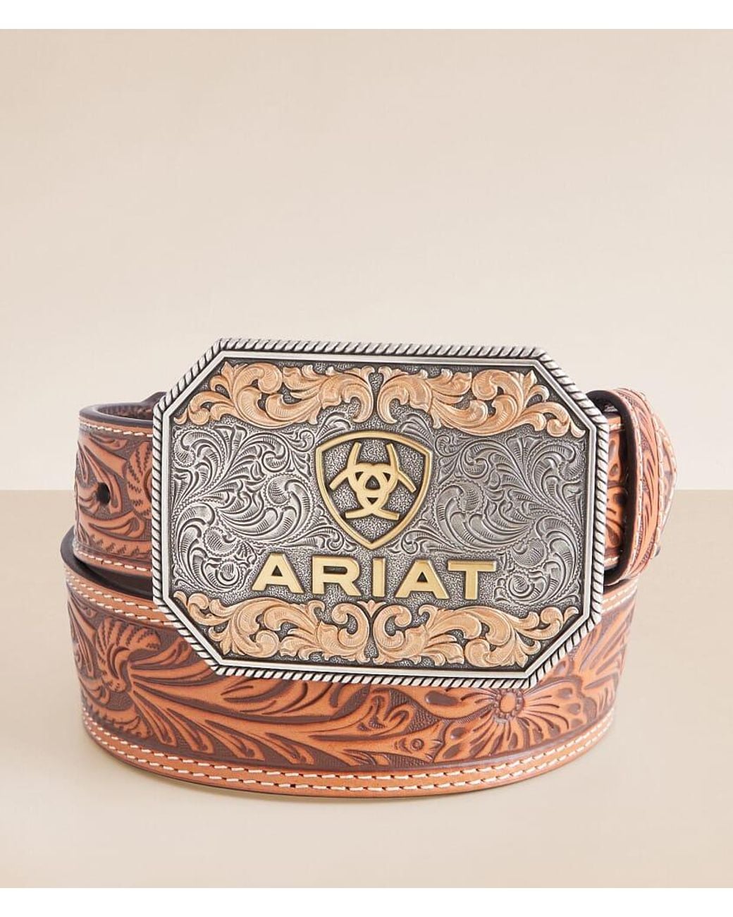 Ariat Pink Tooled Leather Belt for men