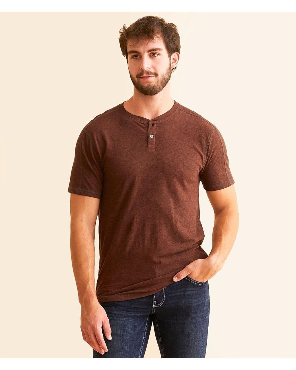 BKE Brown Striped Henley for men