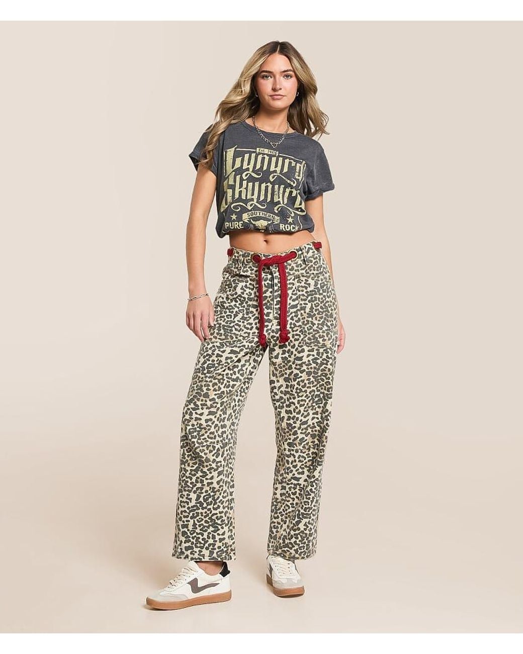 Bibi Natural Bi Bi Leopard Print Barrel Pant