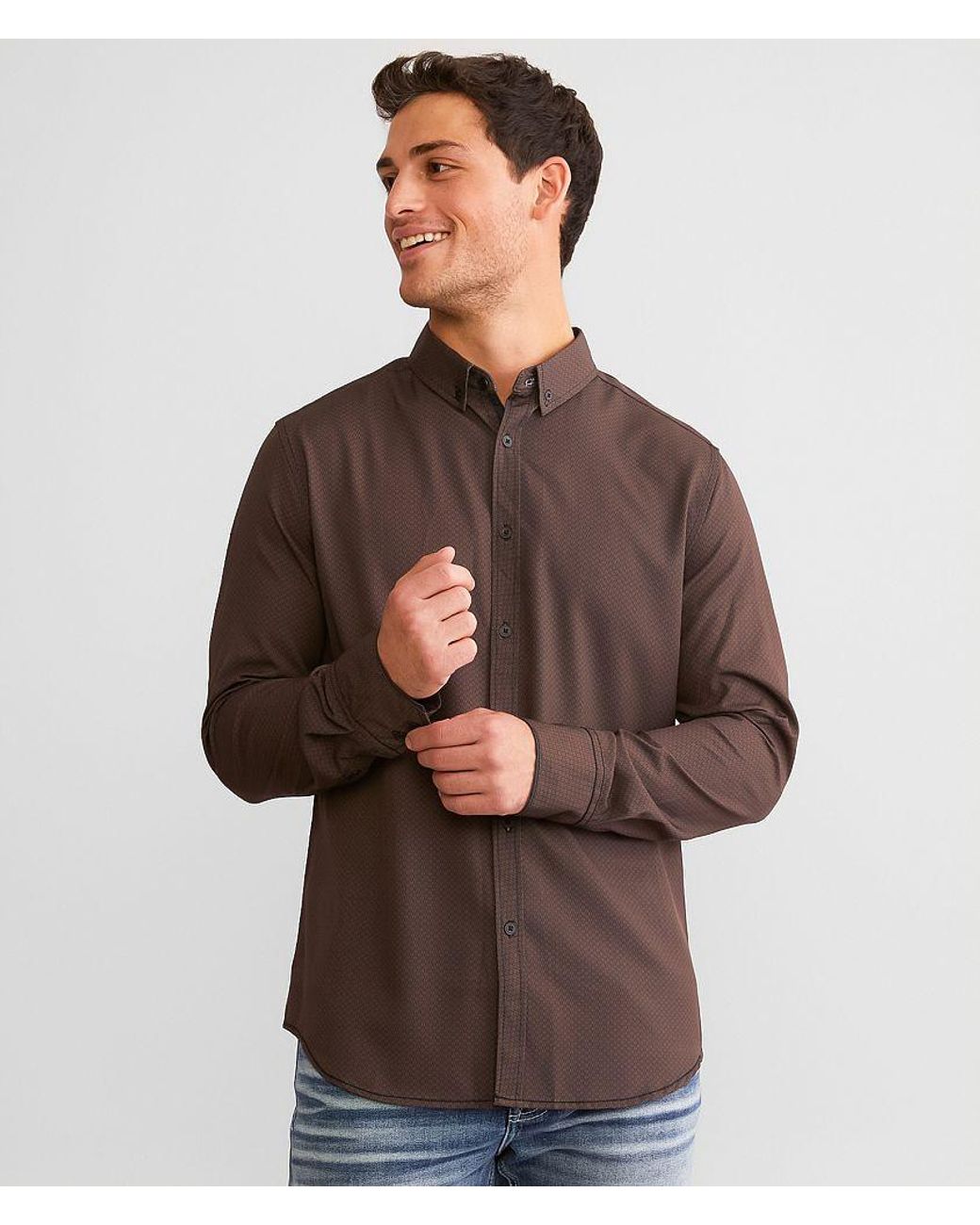 J.B. Holt Brown Standard Performance Stretch Shirt for men