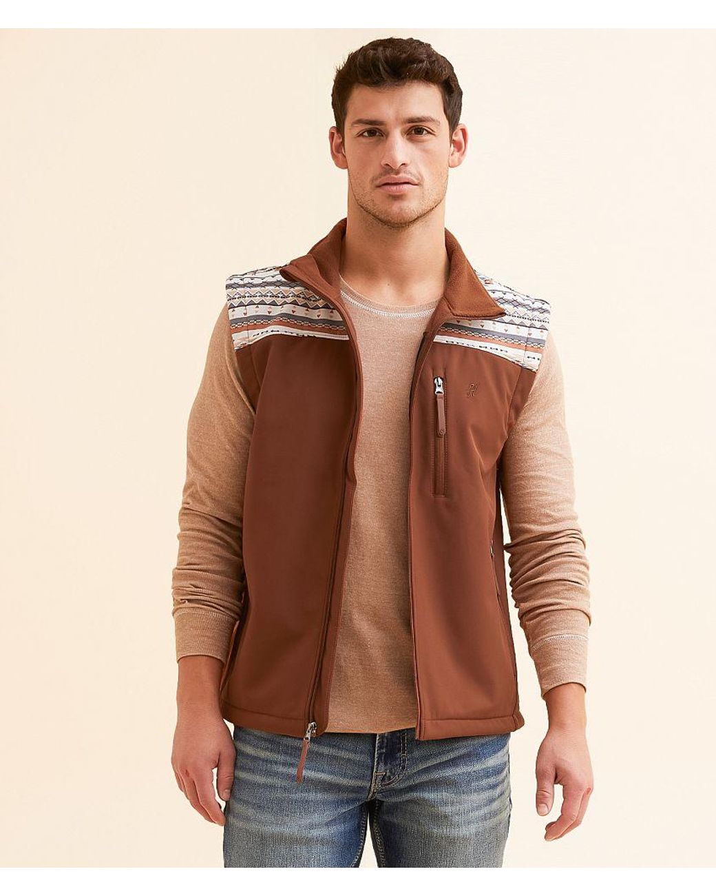 Hooey Brown Softshell Aztec Vest for men